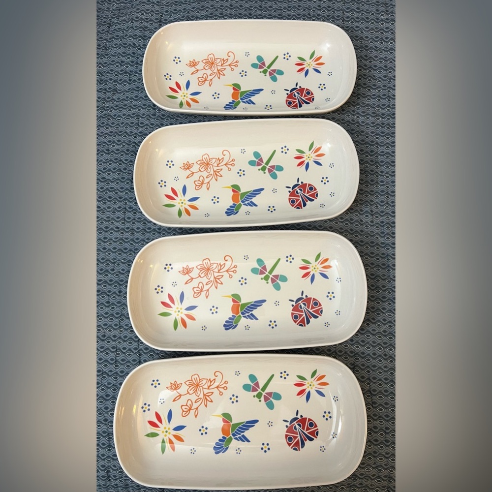 Temp-tations by Tara Platters Set of 4 Dragonfly Ladybug Hummingbird